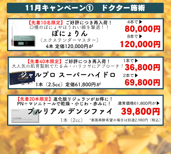 スノークリニック2026年11月キャンペーン　ドクター施術